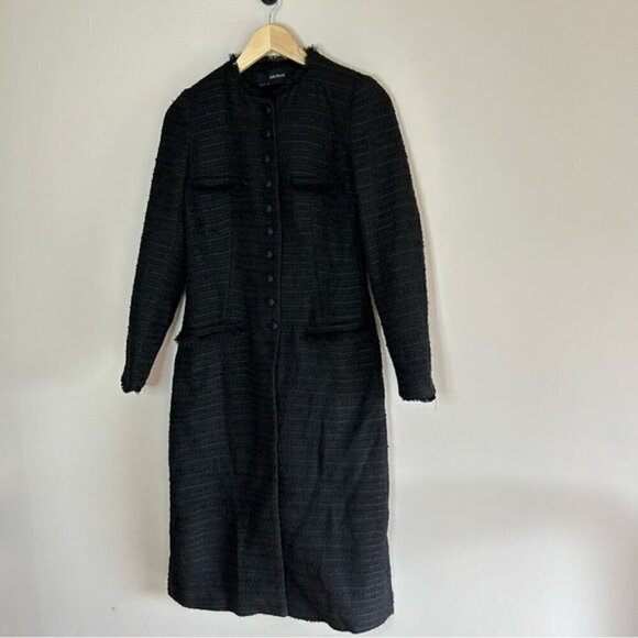 ZARA Tweed Military Button Down Jacket Black size S - Picture 6 of 9